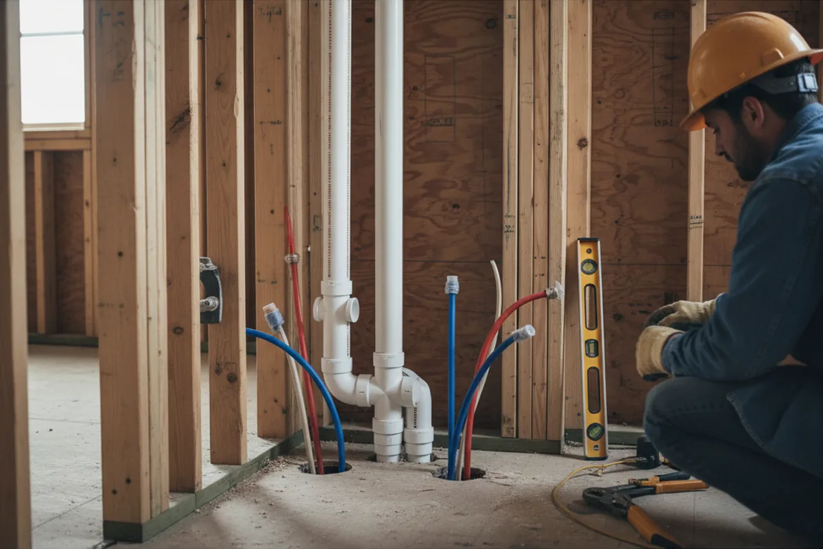 Drain and supply rough-in during Toilet Repair and Installation in Centerport